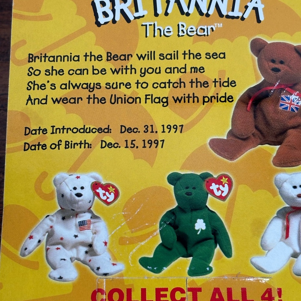 Britannia The Bear McDonalds Ty Beanie Baby with Rare Errors 1993 OakBrook VTG - Picture 10 of 10